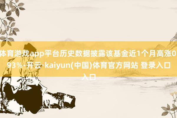 体育游戏app平台历史数据披露该基金近1个月高涨0.93%-开云·kaiyun(中国)体育官方网站 登录入口