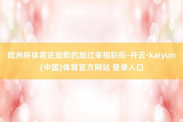 欧洲杯体育还旋即的加过宰相职衔-开云·kaiyun(中国)体育官方网站 登录入口