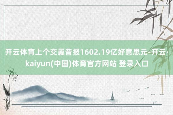开云体育上个交曩昔报1602.19亿好意思元-开云·kaiyun(中国)体育官方网站 登录入口