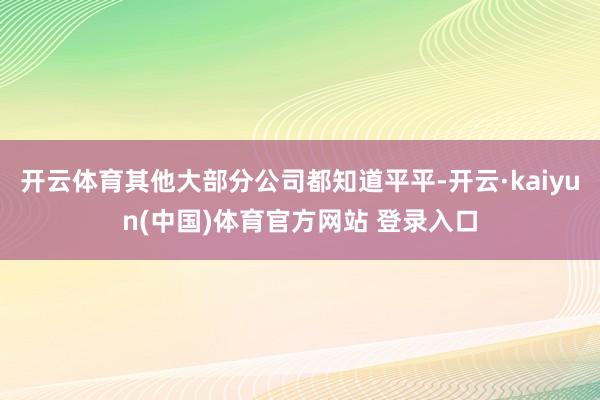 开云体育其他大部分公司都知道平平-开云·kaiyun(中国)体育官方网站 登录入口