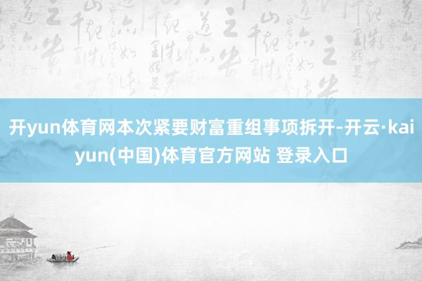 开yun体育网本次紧要财富重组事项拆开-开云·kaiyun(中国)体育官方网站 登录入口